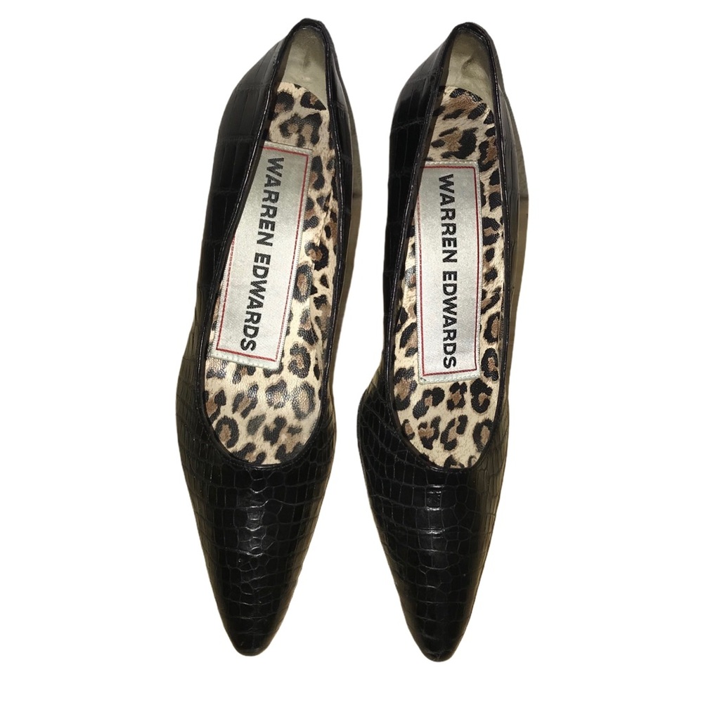 Warren Edwards Black croc Leather Pumps Size AA